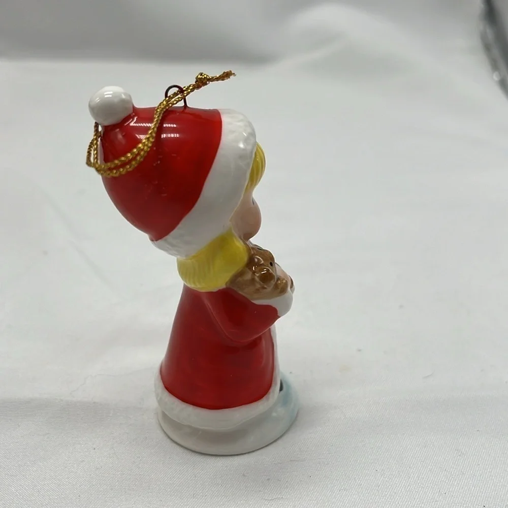 Vintage Joan Walsh Anglund Porcelain Christmas Ornament Girl with Bear